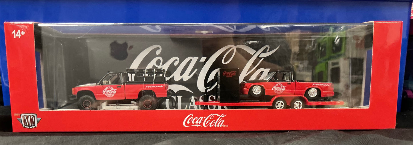M2 Machines Auto Haulers Coca Cola 98 GMC Sierra 1500 4x4 & 95 GMC S03 Sonoma