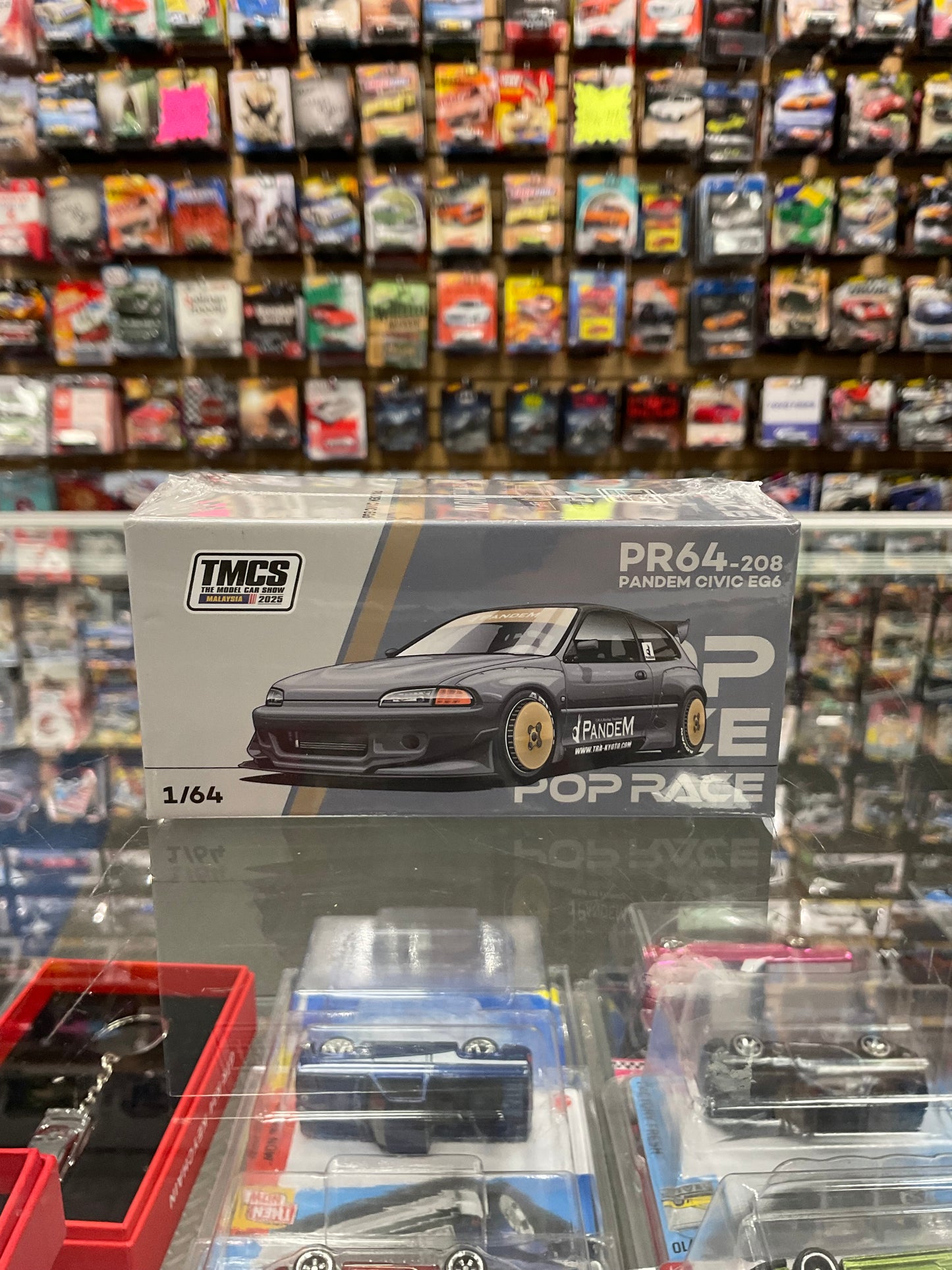 Set of 2 Pop Race PR64-208 Pandem Civic EG6 Dark Chrome and Pop Race PR64-286 Mazda RX-7 FC3S RE-Amemiya Yellow