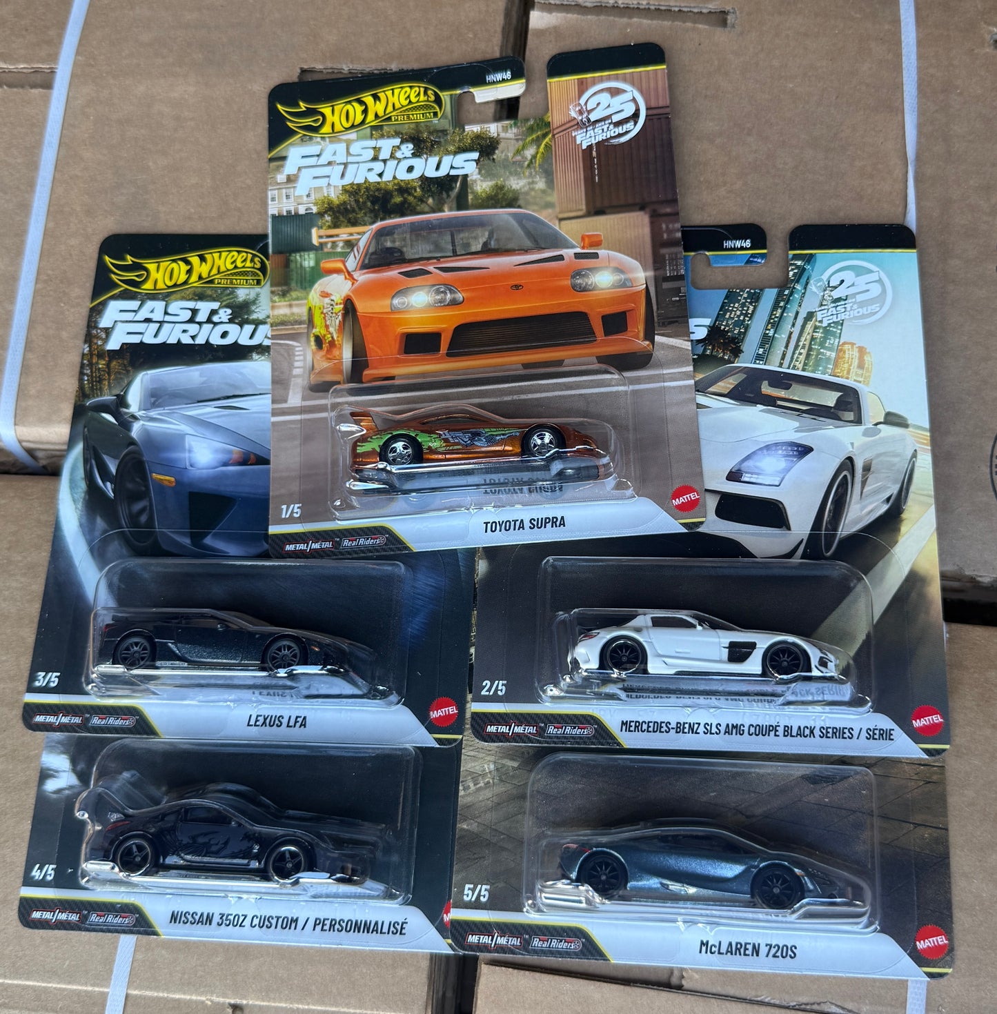 Hot Wheels Premium Fast & Furious 5 Car Set W/ Supra Chase - HNW46-956R