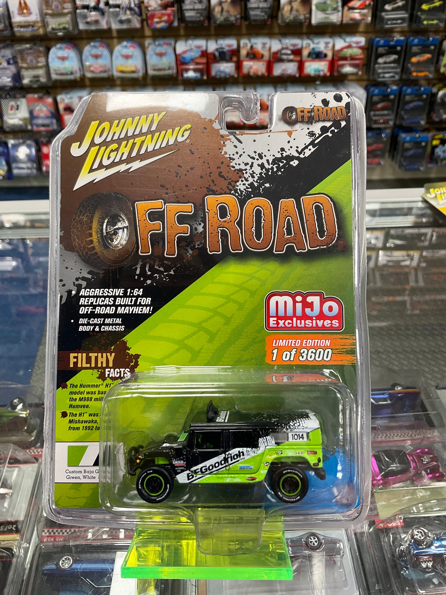 Johnny Lightning Off Road Hummer H1 Wagon Custom Baja Graphics Green, White & Black