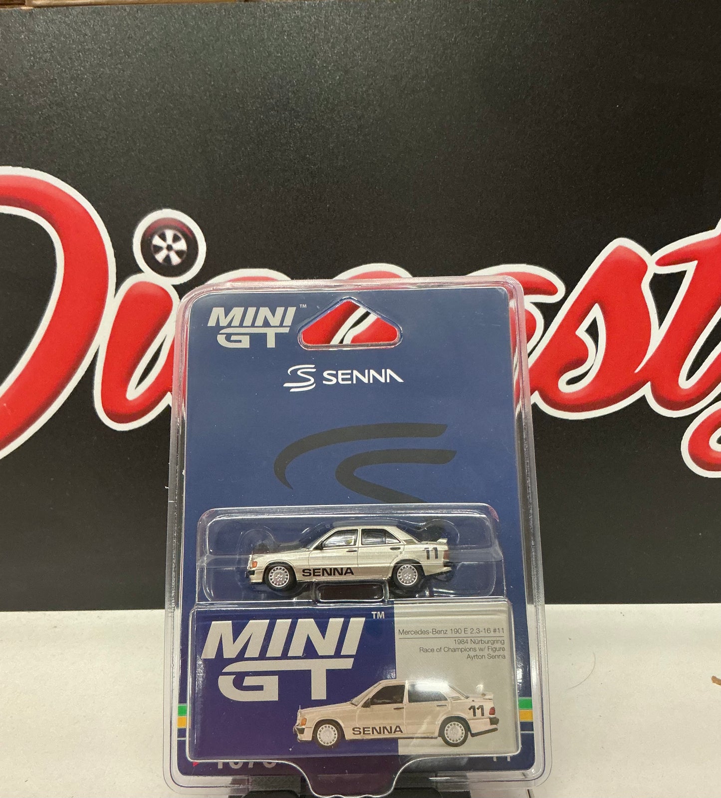 Mini GT 1076 Mercedes-Benz 190 E 2.3- 16 #11 1984 Nürburgring Race of Champions w/ Figure Ayrton Senna