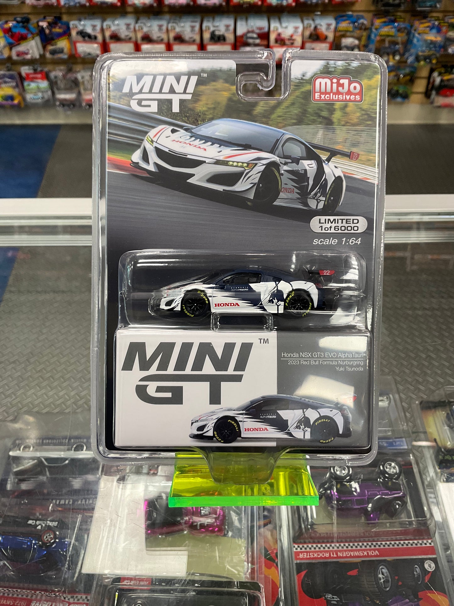 Mini GT 761 Honda NSX GT3 EVO AlphaTauri 2023 Red Bull Formula Nurburgring Yuki Tsunoda
