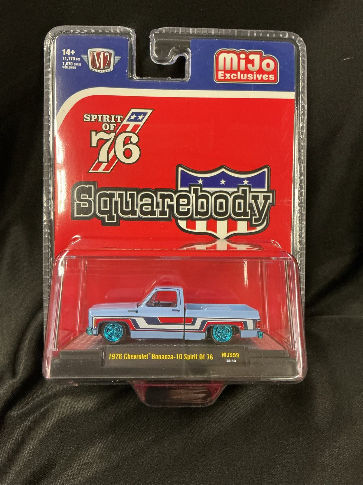 M2 MACHINES 1976 CHEVY SILVERADO BONANZA-10 SQUAREBODY USA BLUE MJS99 Chase