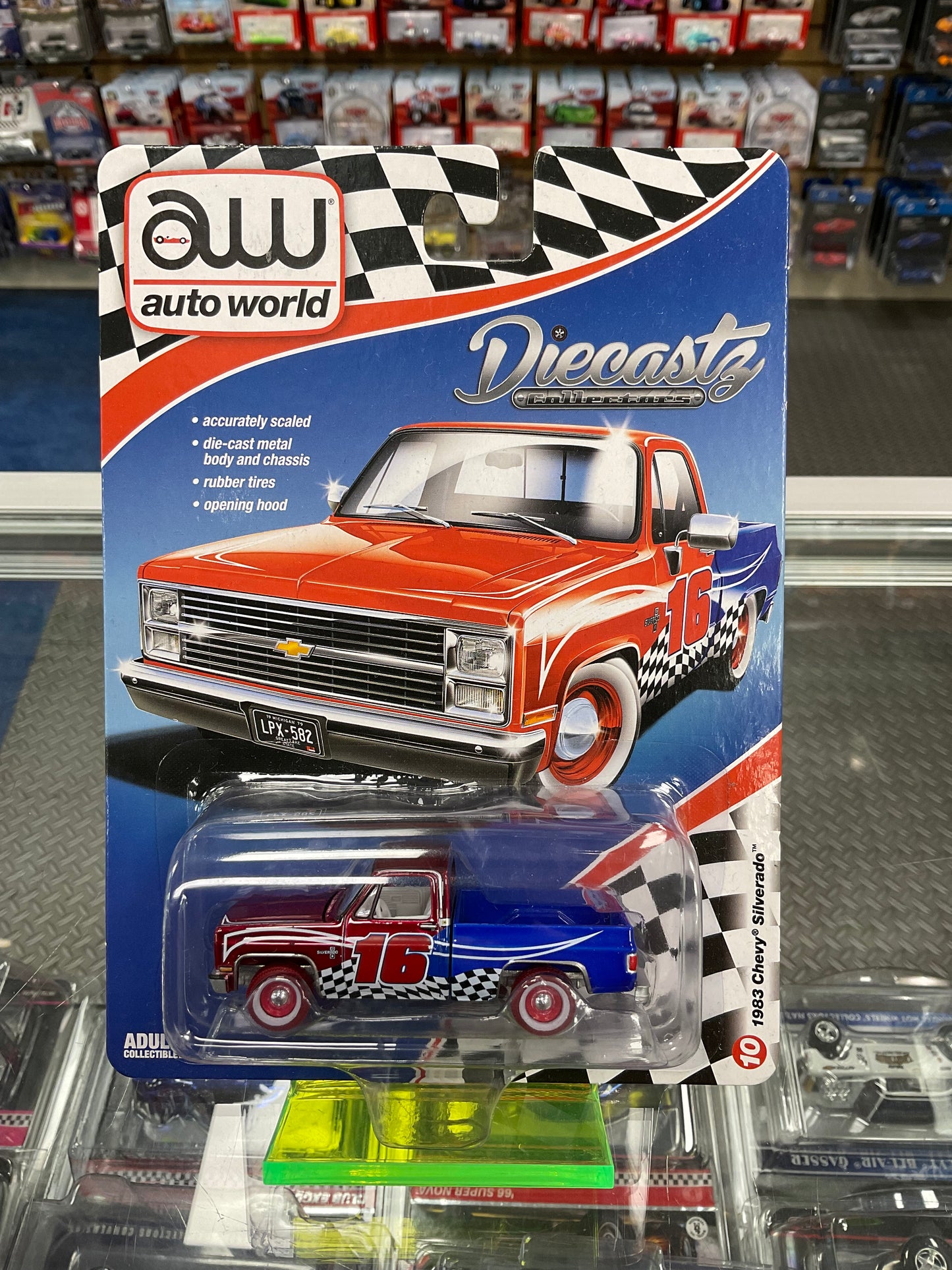 Auto World DiecastZ Exclusive 1983 Chevy Silverado Raceday Chase and Regular Diecastz Exclusive