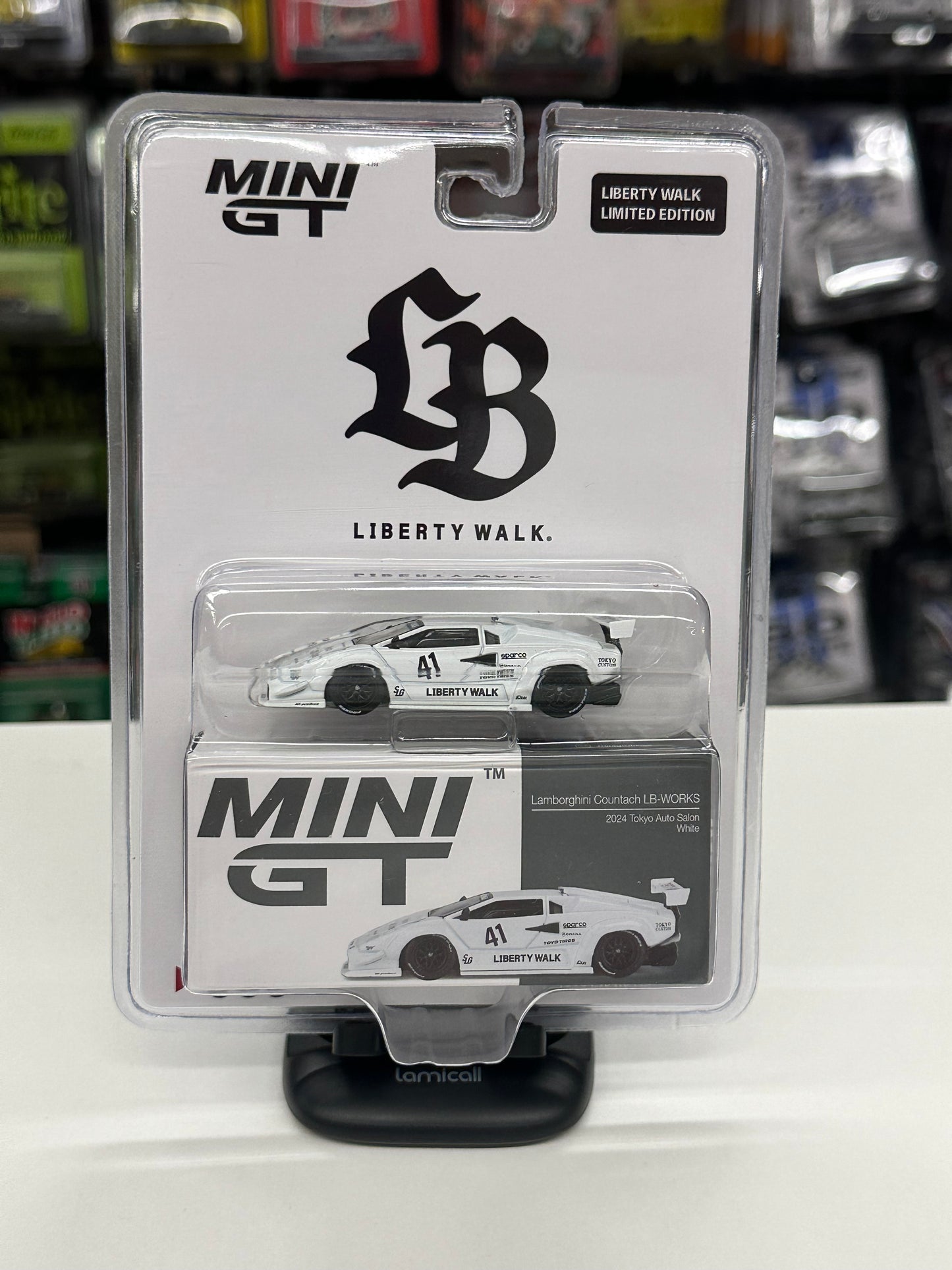 Mini GT 966 Lamborghini Countach LB-Works 2024 Tokyo Auto Salon White Liberty Walk Shop Edition