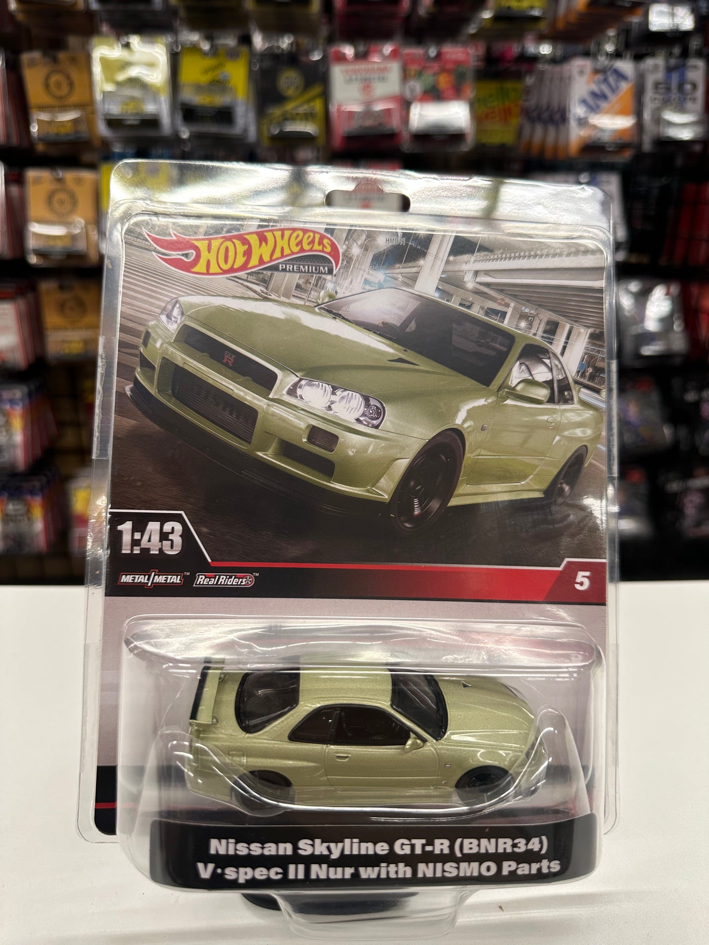 Hot Wheels Premium 1:43 Scale Nissan Skyline GT-R (BNR34) V-Spec II Nur with NISMO Parts