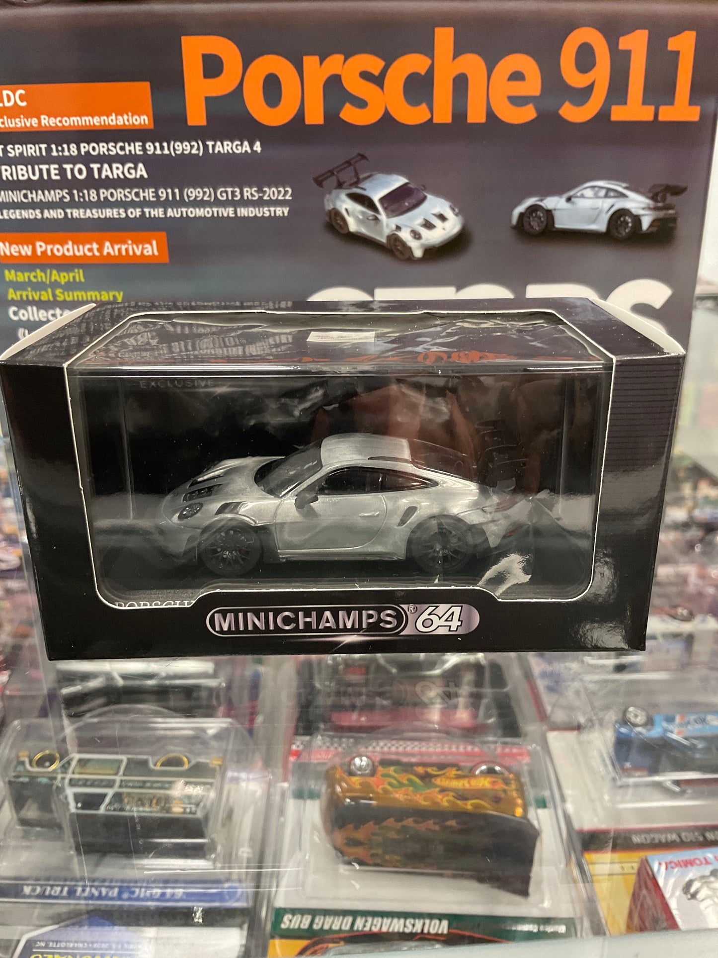 MiniChamps 64 Porsche 911 (992) GT3RS Raw metal CLDC magazine edition