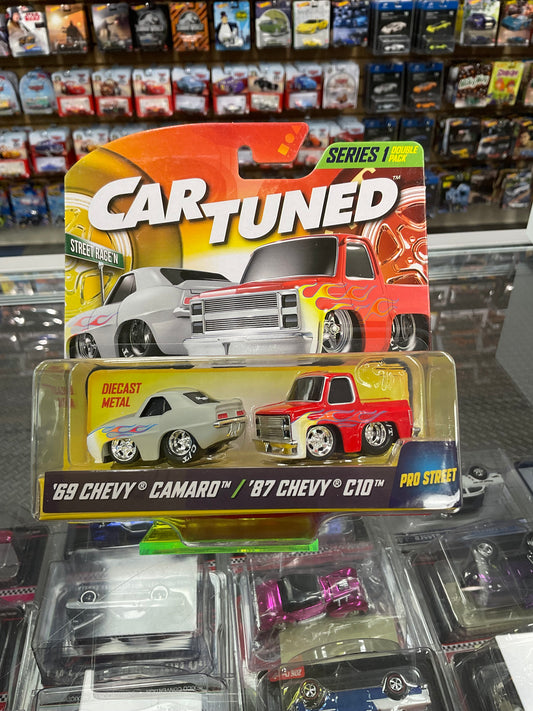 Car Tuned Pro Street 2 Pack - ‘69 Chevy Camaro, ‘87 Chevy C10