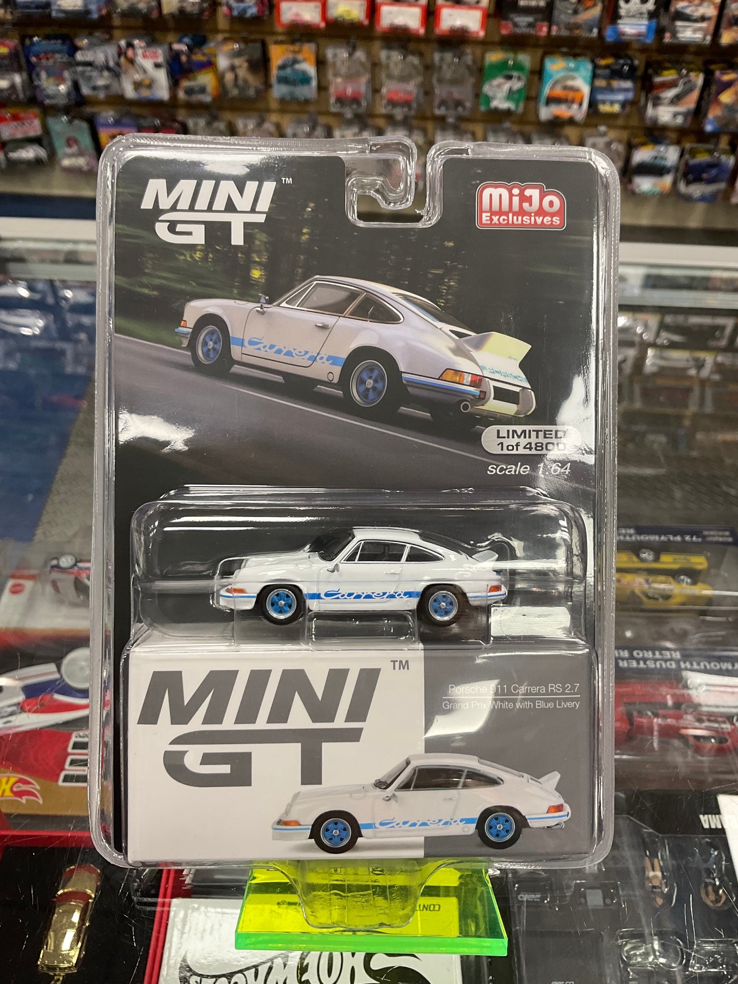 Mini GT 715 Porsche 911 Carrera RS 2.7 Grand Prix White with Blue Livery