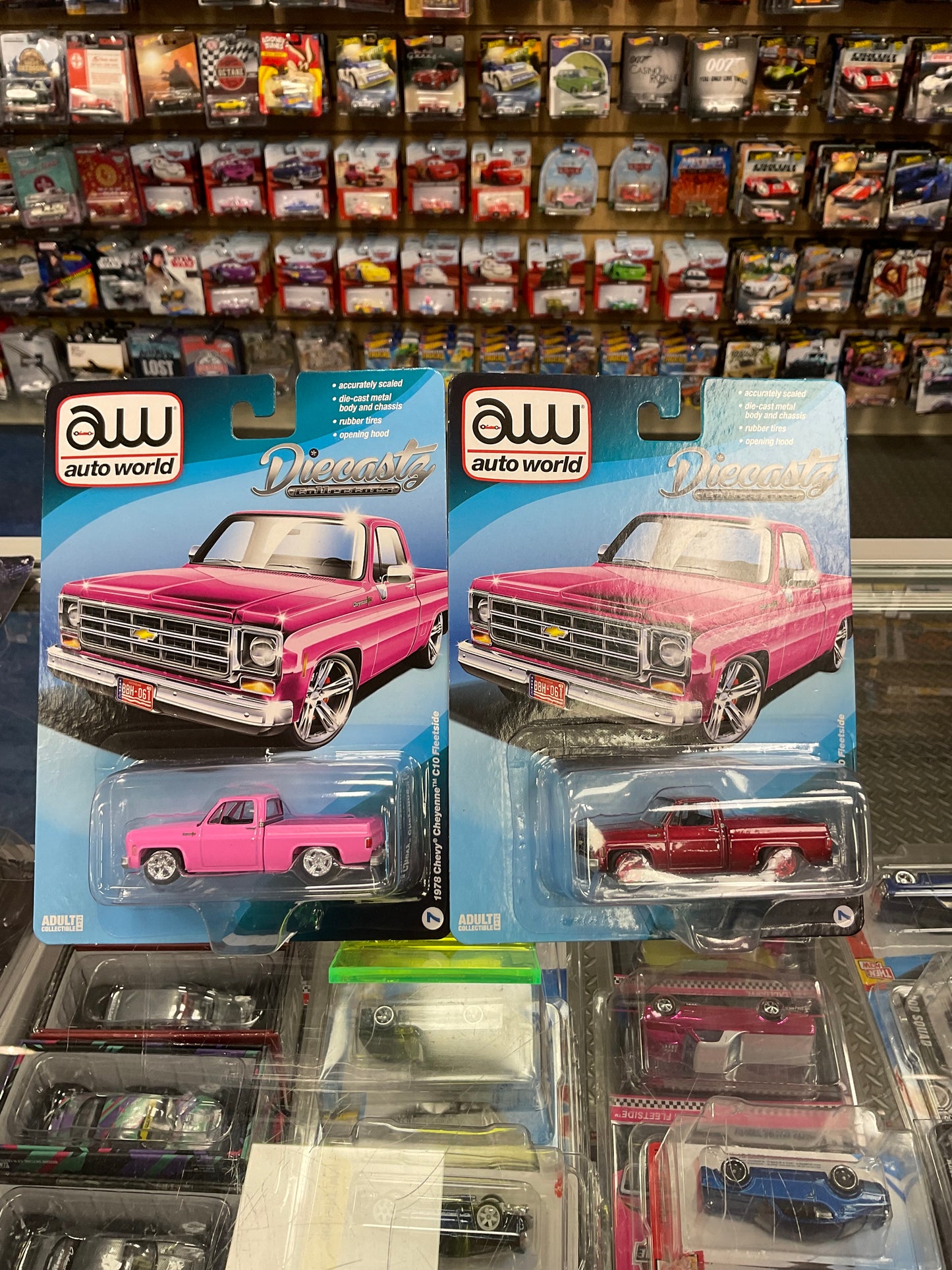 AutoWorld Chevy Silverado pink DiecastZ exclusive Chase and Regular