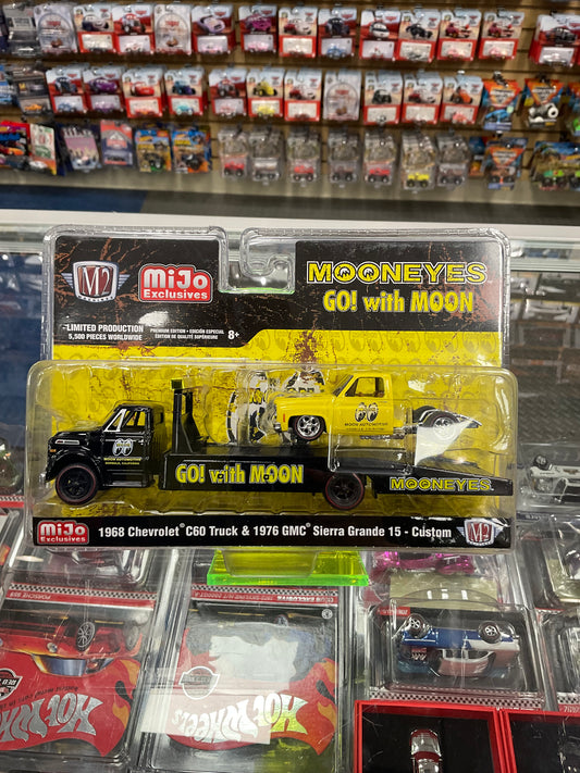 M2 Machines 1968 Chevrolet C60 Truck & 1976 GMC Sierra Grande 15 - Custom MoonEyes Go! with Moon