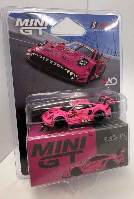 MiniGt 1052 Roxy Pink Porsche 911 GT3 R #772024 IMSA ROAD AMERICA