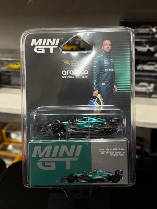 Mini GT 999 Aston Martin AMR24 #14 2024 F1 2024 Bahrain GP Fernando Alonso