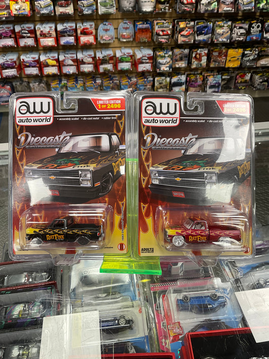 Autoworld Diecastz Exclusive 1983 Chevrolet Silverado Ratfink Chase and Regular