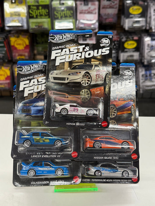 Hot Wheels Silver Series Fast & Furious Graphic Remix Set of 5