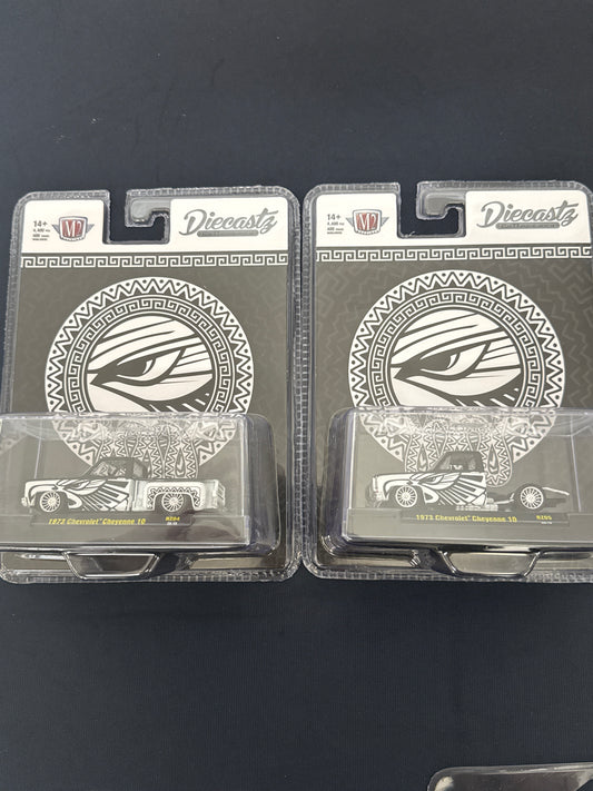 M2 & Diecastz exclusive 1973 Chevrolet Cheyenne 10 Bedless & Stepside set