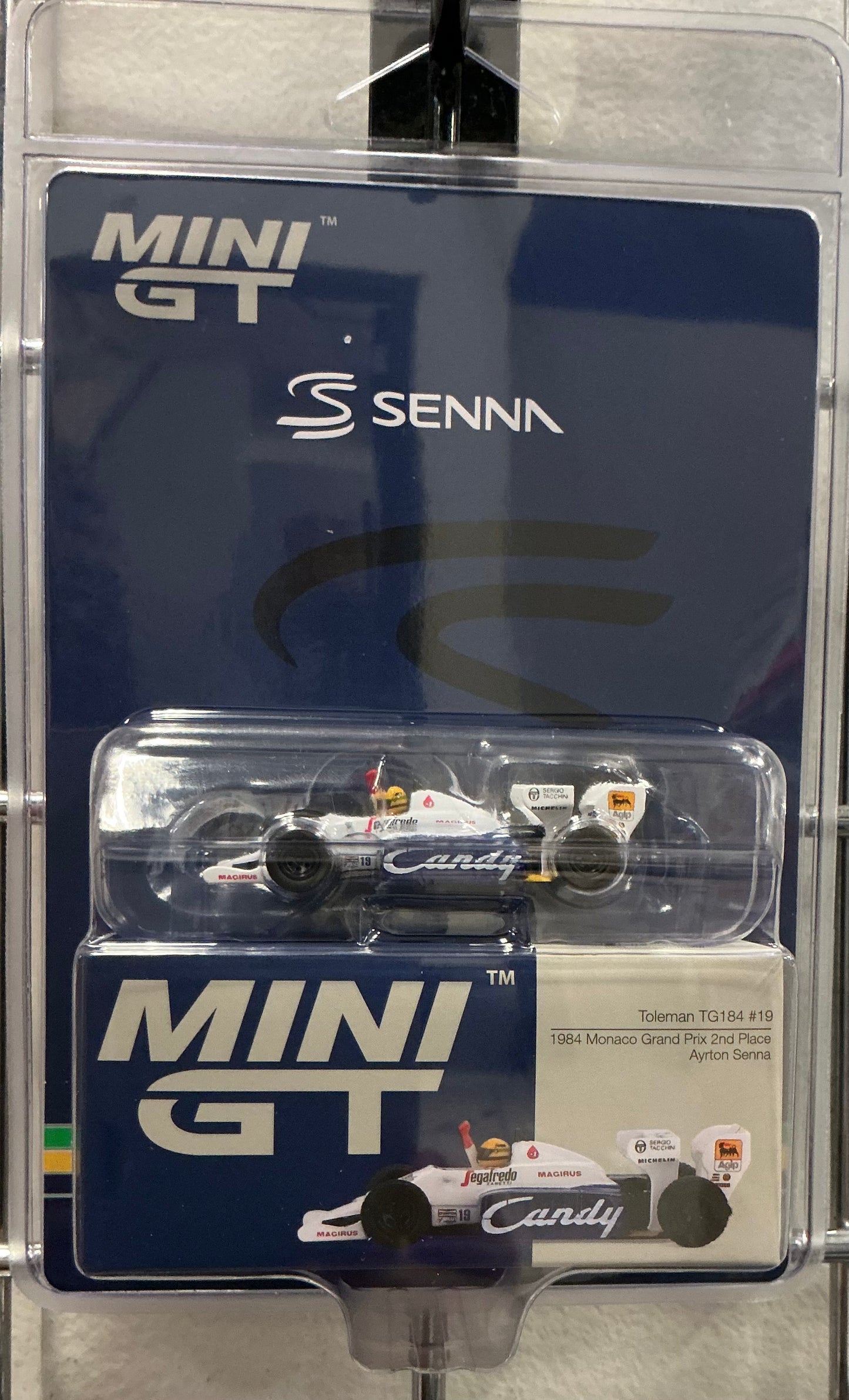 MINI GT SENNA TOLEMAN TG184 #19 '84 MONACO GRD PX 2ND AYRTON SENNA #1118