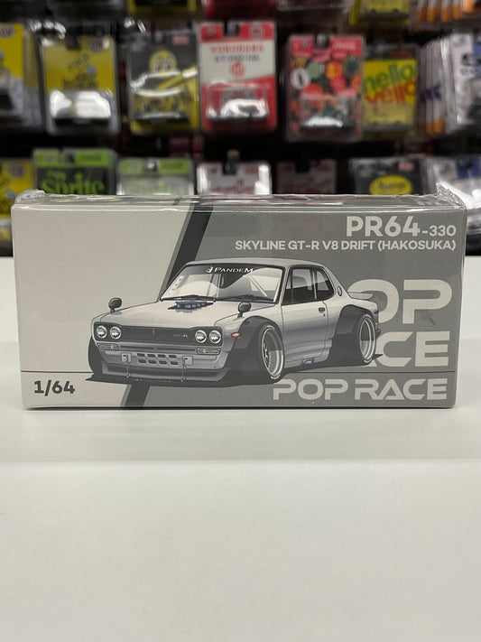 Pop Race PR64-330 Skyline GT-R V8 Drift (Hakosuka) Silver chrome