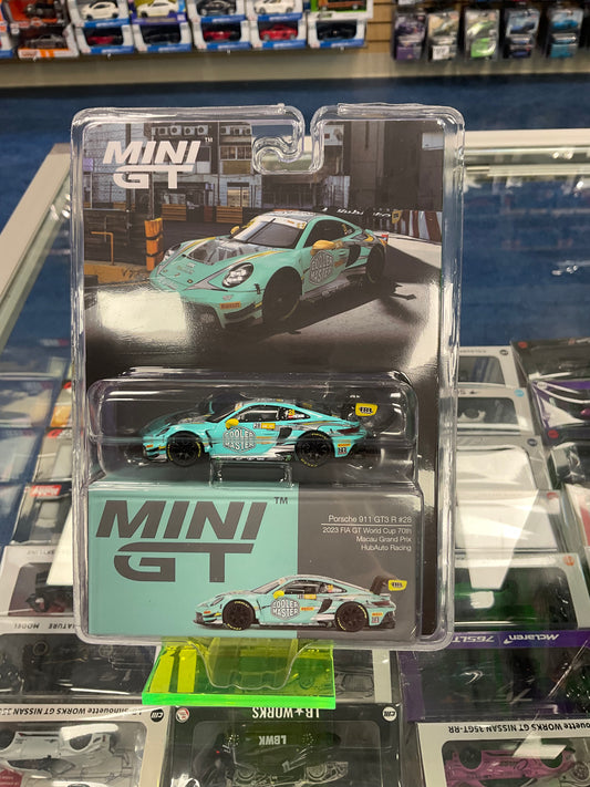 Mini GT 804 Porsche 911 GT3 R #28 2023 FIA GT World Cup 70th Macau Grand Prix HubAuto Racing