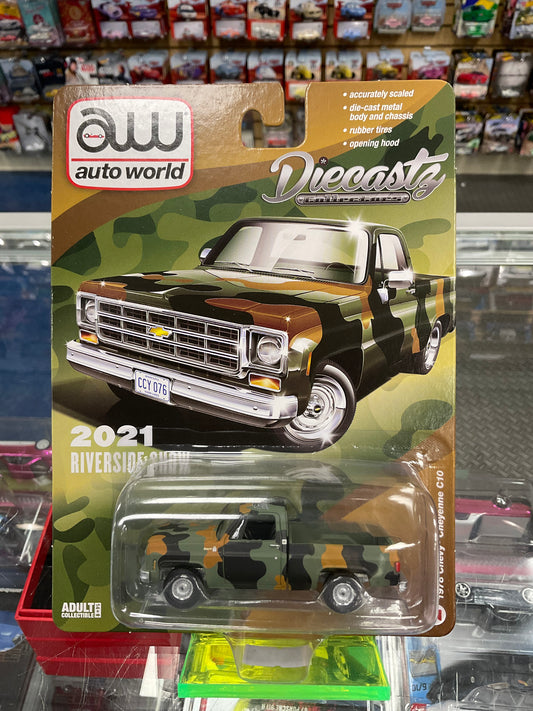 Autoworld DiecastZ 2021 Riverside show 1978 Chevy Cheyenne C10 Camo