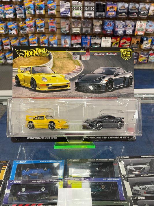 Hot Wheels Premium 2 pack Porsche 993 GT2 and Porsche 718 Cayman GT4