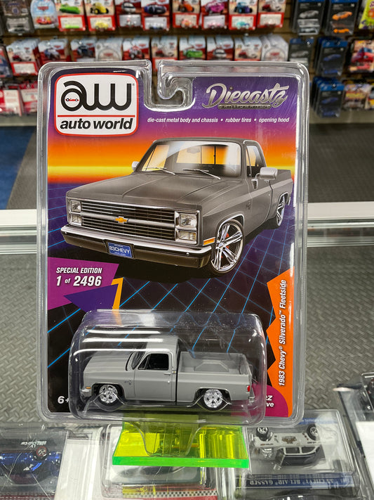 Auto World DiecastZ Exclusive 1983 Chevy Silverado Fleetside Grey