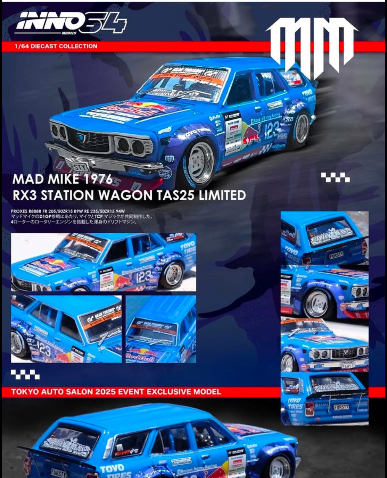 Inno64 Tokyo Auto Salon Exclusive Mad Mike Mazda RX3 Station Wagon