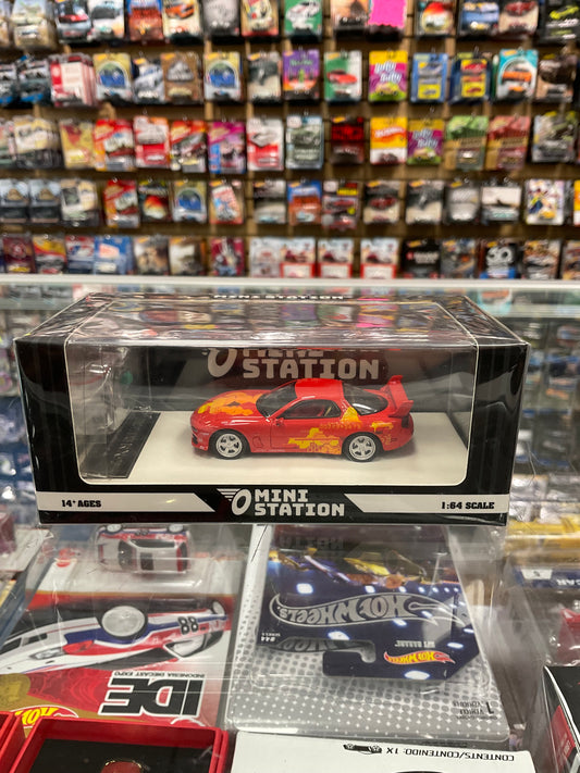 Mini Station Mazda RX-7 Speed Passion Orange With Dom Figure