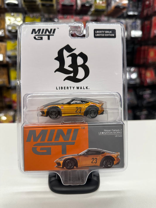 Mini GT 782 Nissan Fairlady Z LB NATION WORKS LB Gold Liberty Walk Shop Edition