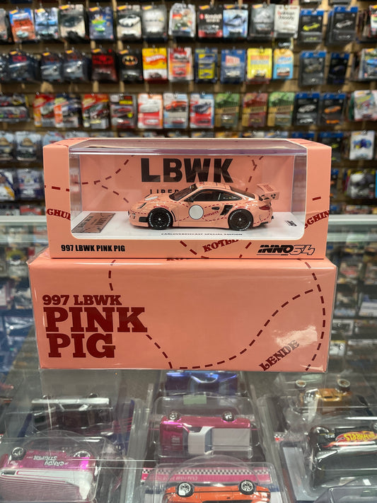 Inno64 LBWK Liberty Walk Porsche 997 Pink Pig CarLoverDiecast Exclusive