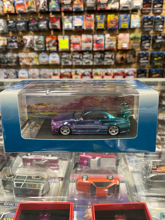 Fuji Nissan Skyline GT-R R34 Nismo chrome Blue/Purple Silver rims