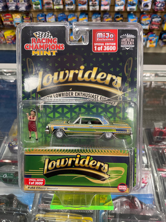 Racing champions mint Lowriders 1964 Chevy impala green with figure