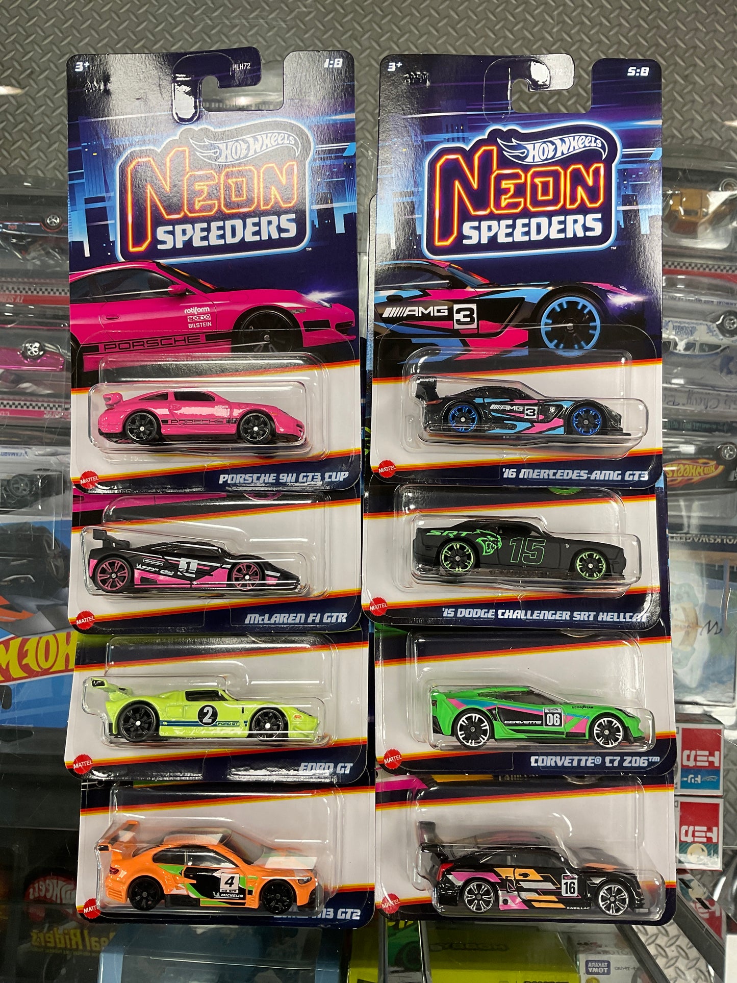 Neon Speeders set of 8 cars 956C