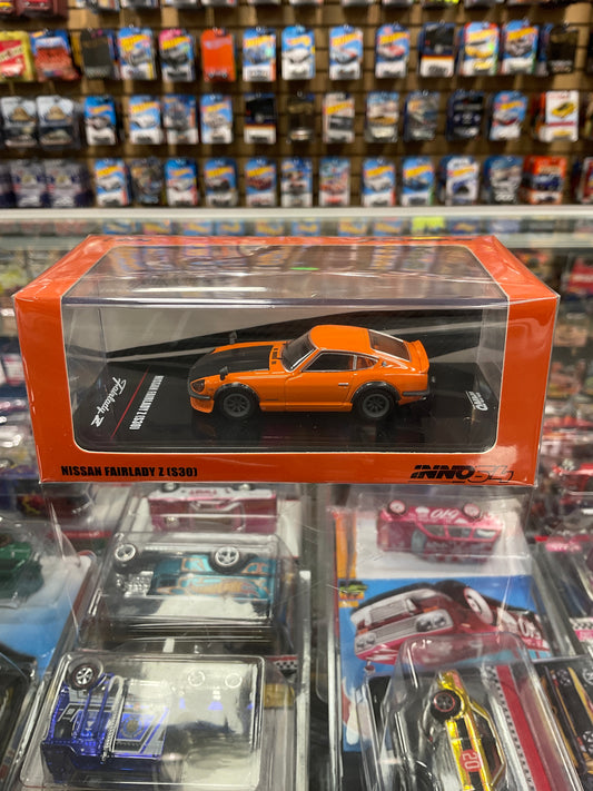 Inno64 Nissan Fairlady Z S30 Orange with Carbon Bonnet