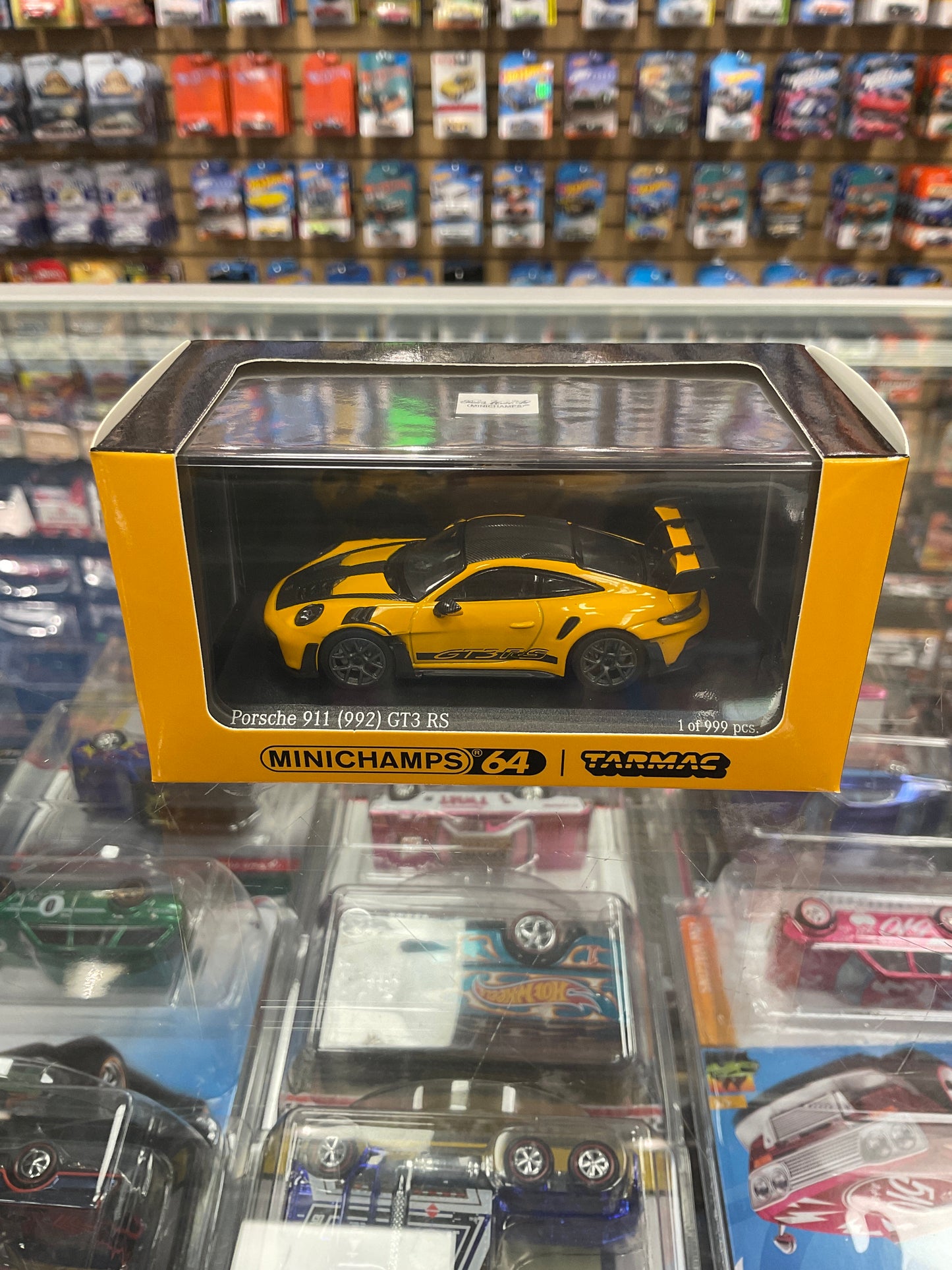 Minichamps64 Tarmac Porsche 911 (992) Signal Yellow Limited to 999