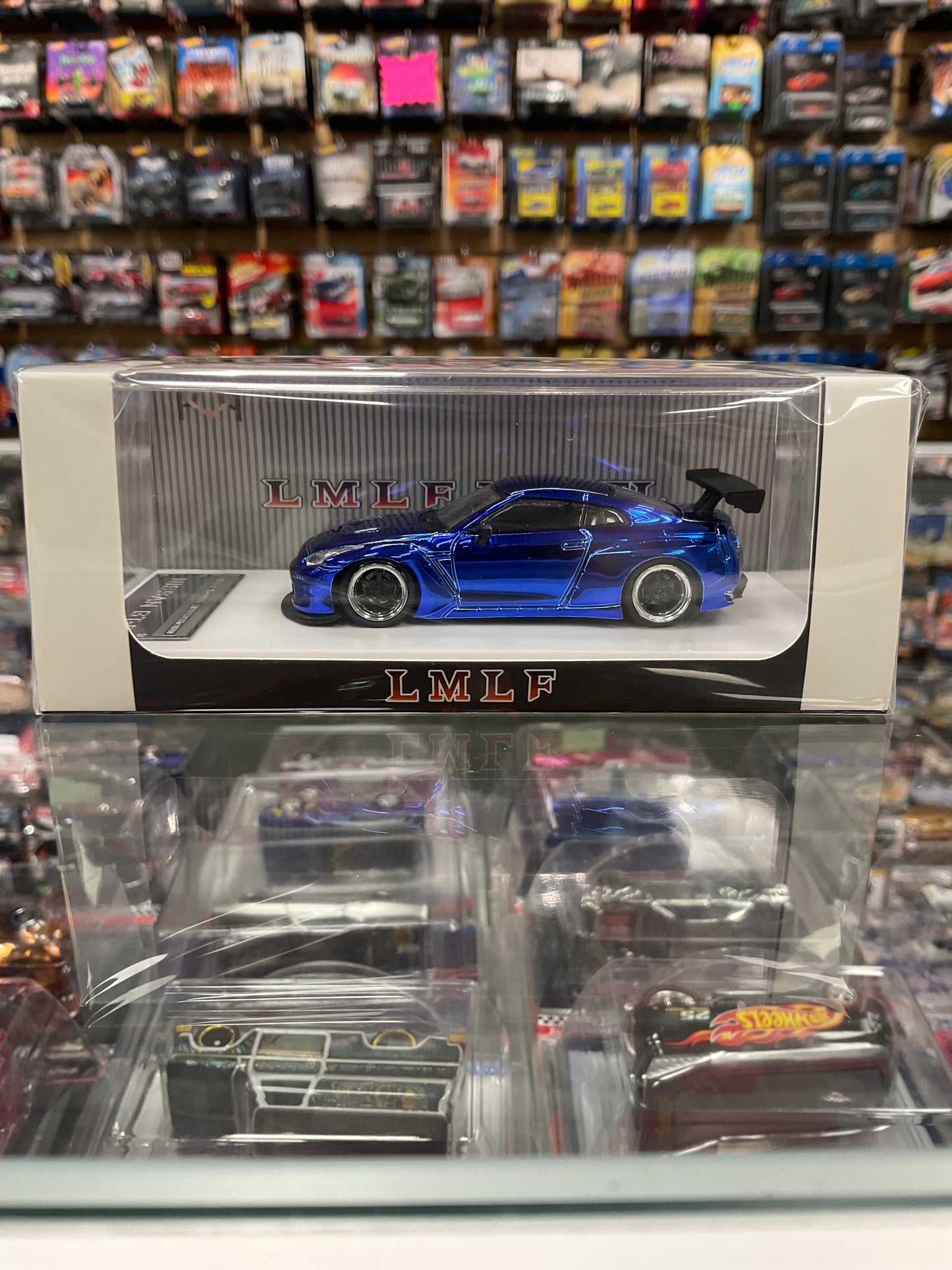 LMLF Model Nissan GT-R R35 Rocket bunny Blue Chrome