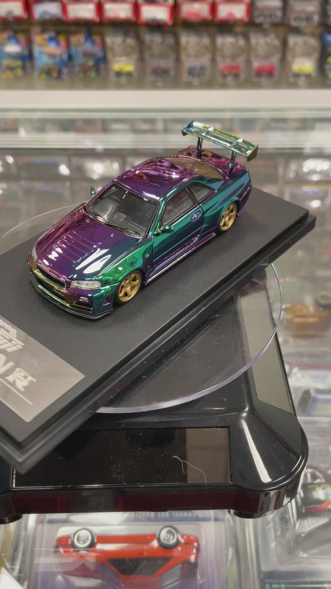 Fuji Nissan Skyline GT-R R34 Nismo Magic Purple Gold Rims – Diecastz